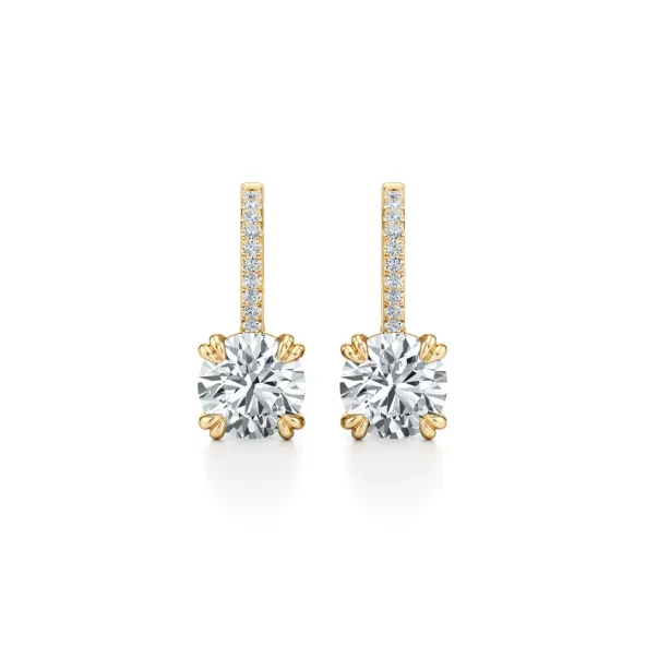 Round Brilliant Solitaire Leverback Earrings
